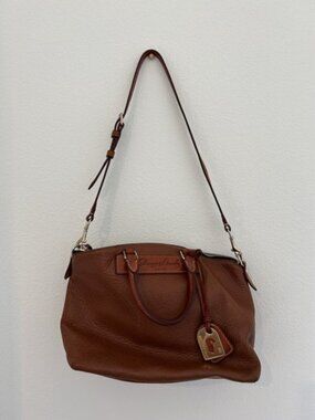 Vtg Dooney & Bourke Juliette Satchel Shoulder Bag All Weather + Vachetta Brown